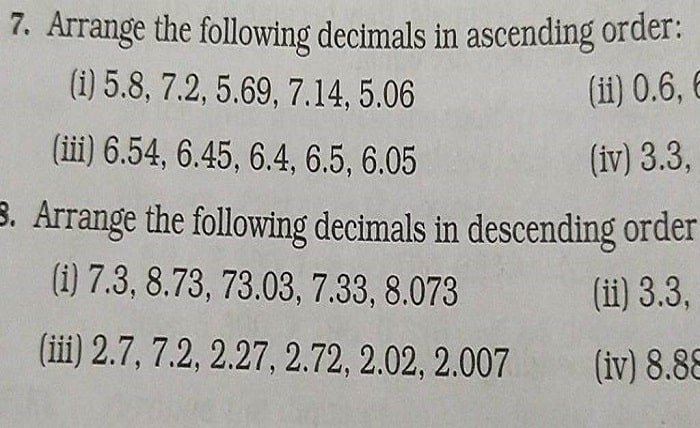 Decimals in Ascending Order